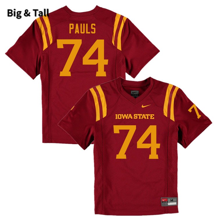 Iowa State Cyclones Men's #74 Hayden Pauls Nike NCAA Authentic Cardinal Big & Tall College Stitched Football Jersey GK42F81JC